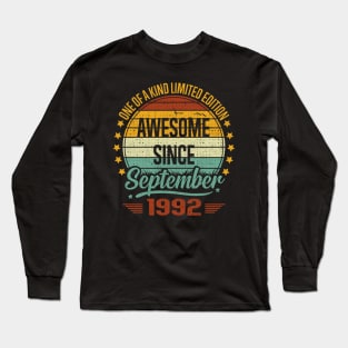 30 Year Old Awesome Since September 1992 Gift 30th Birthday Long Sleeve T-Shirt